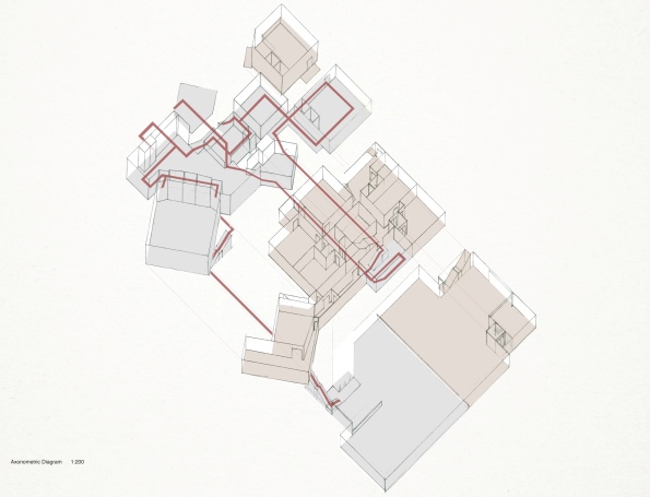 Axonometric diagram of the dual paths by Lucy Lee, 2012.